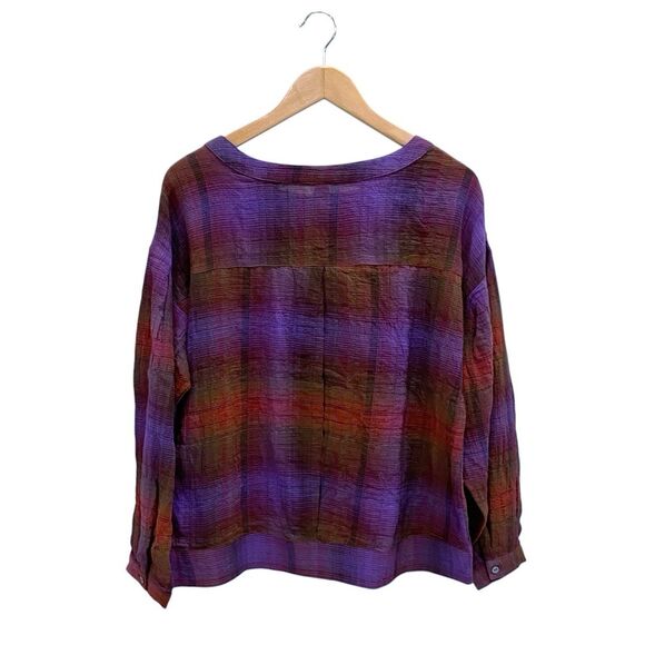 Liverpool Purple & Red Plaid Cuffed Long Sleeve Soft Top Women’s Medium - Picture 6 of 9